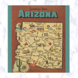 Postale Carte vintage Arizona Cactus et Saguaro Blossom