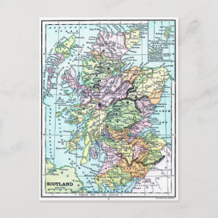 Postale Carte vintage Atlas - Ecosse