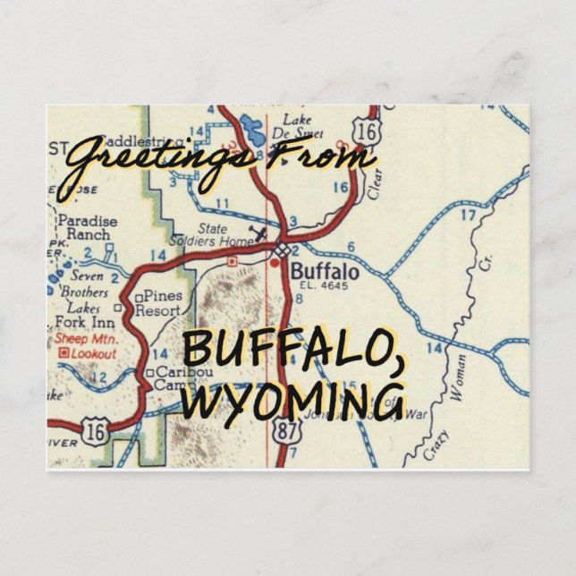 Postale Carte Vintage Buffalo Wyoming (Devant)