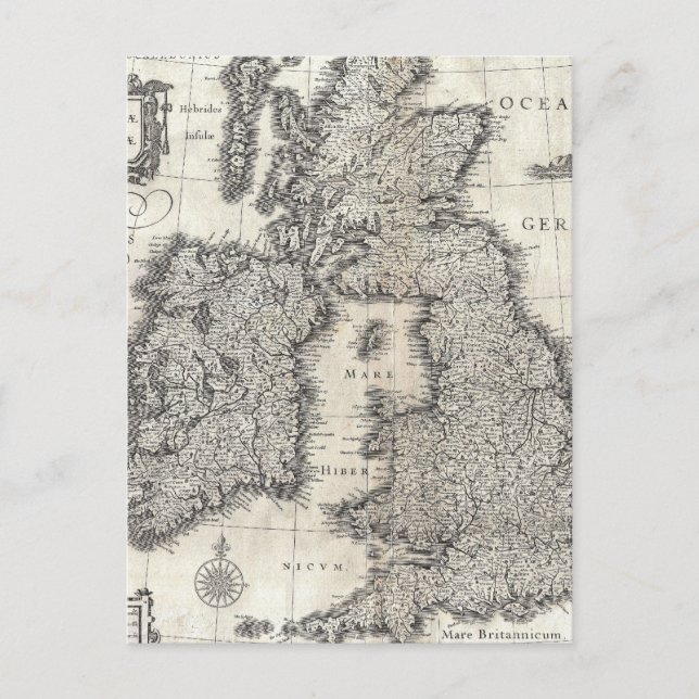Postale Carte vintage d'Angleterre et d'Irlande (1631) (Devant)