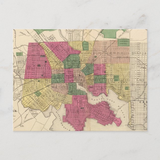 Postale Carte vintage de Baltimore (1873) (Devant)
