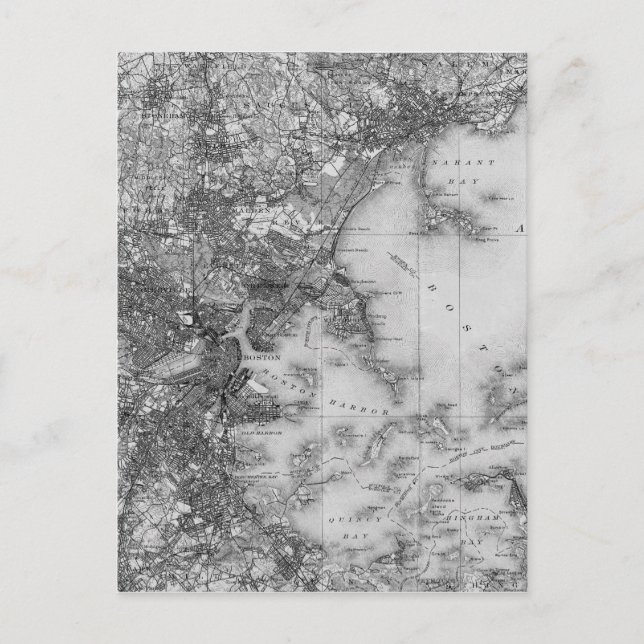 Postale Carte Vintage de Boston (Devant)