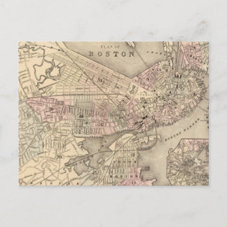 Postale Carte vintage de Boston (1880)