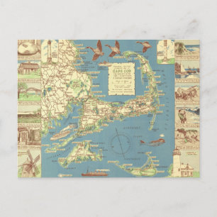 Postale Carte vintage de Cape Cod (1940)