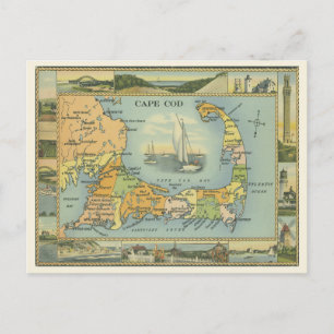 Postale Carte vintage de Cape Cod, Massachusetts