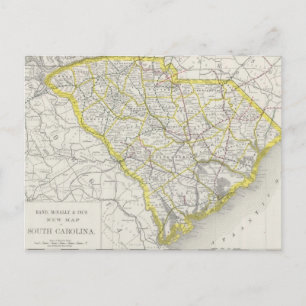 Postale Carte vintage de Caroline du Sud (1889)