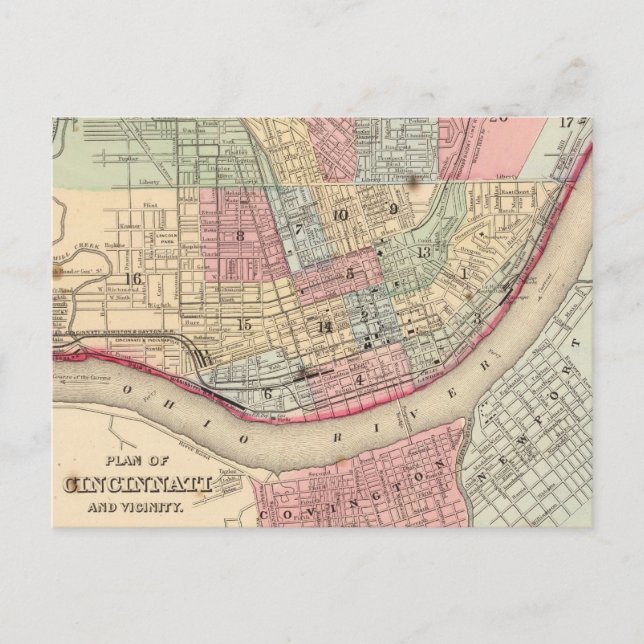 Postale Carte vintage de Cincinnati (1780) (Devant)