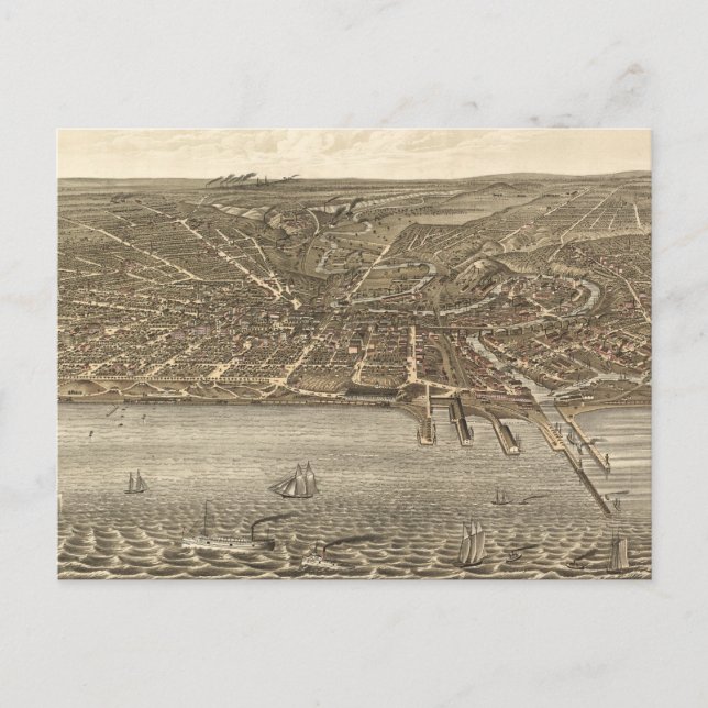 Postale Carte vintage de Cleveland (1877) (Devant)
