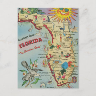 Postale Carte Vintage de Floride pour annonce de déménagem