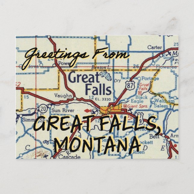 Postale Carte Vintage de Great Falls MT (Devant)