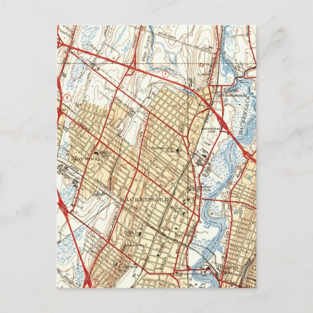 Postale Carte vintage de Hackensack NJ (1940) (Devant)