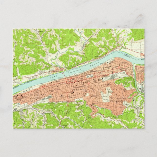 Postale Carte vintage de Huntington West Virginia (1957) (Devant)