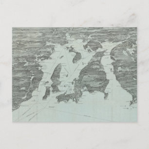 Postale Carte vintage de la baie de Narragansett (1907)