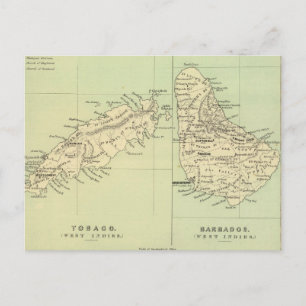Postale Carte vintage de la Barbade et de Tobago (1853)
