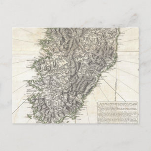 Postale Carte vintage de la Corse (1794)