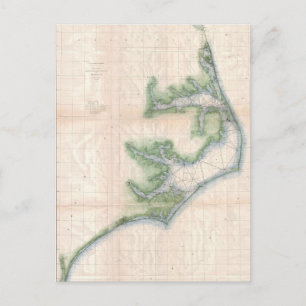 Postale Carte vintage de la côte de Caroline du Nord (1875