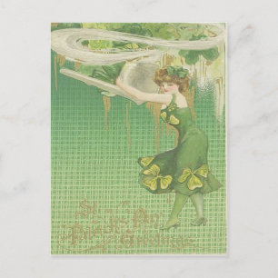 Postale Carte vintage de la Fée de la Pipe Trèfle Fête de