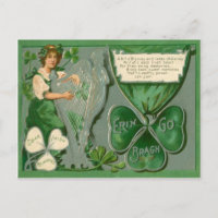 Carte vintage de la Fête de la Saint-Patrick Harpe