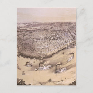 Postale Carte vintage de la Nouvelle-Orléans (1851)