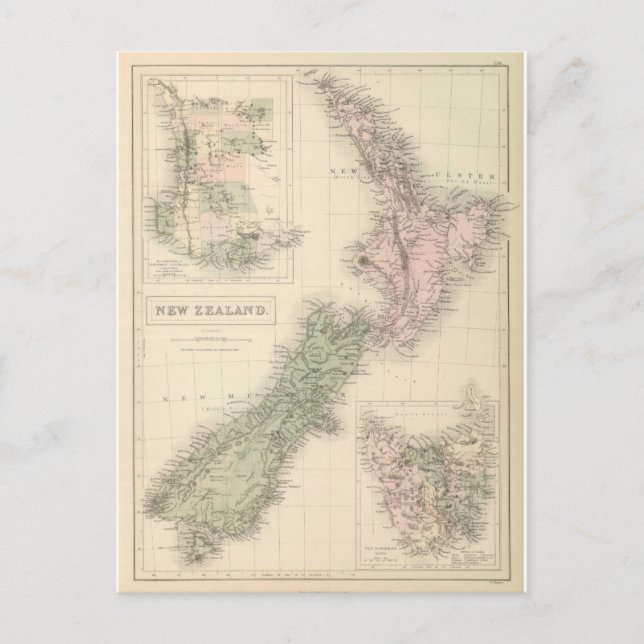 Postale Carte vintage de la Nouvelle-Zélande (1854) (Devant)