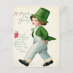 Postale Carte vintage de la Saint-Patrick avec un garçon l