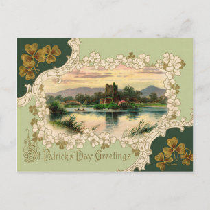 Postale Carte vintage de la Saint-Patrick du château Shamr