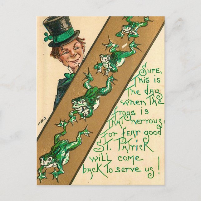 Postale Carte vintage de la Saint-Patrick "Froggy" (Devant)