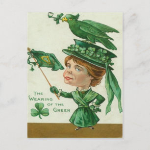 Postale Carte vintage de la Saint-Patrick portant du vert