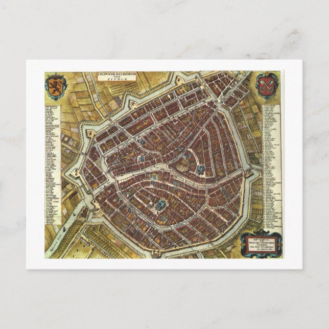 Postale Carte vintage de la ville de Leiden (Devant)