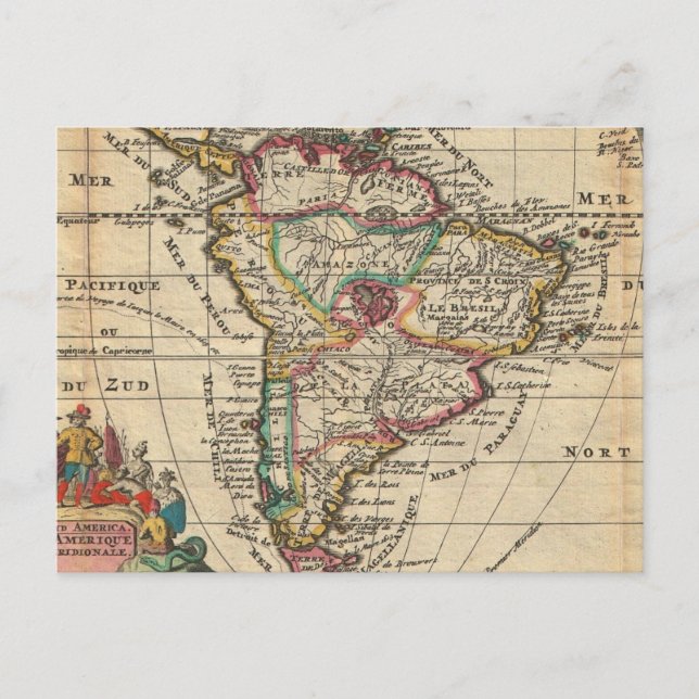 Postale Carte vintage de l'Amérique du Sud (1747) (Devant)