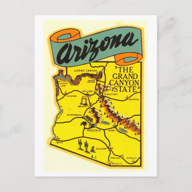 Postale Carte vintage de l'Arizona Postcard (Devant)