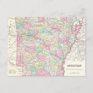 Postale Carte vintage de l'Arkansas (1855)