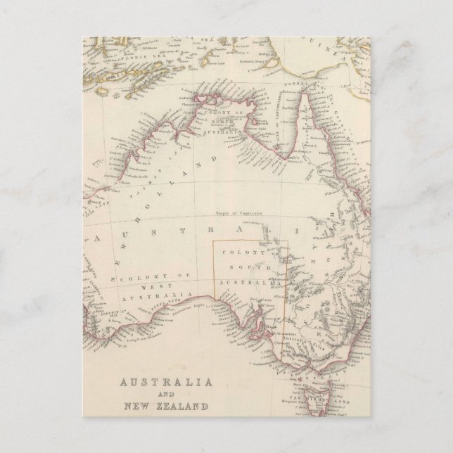 Postale Carte vintage de l'Australie (1848) (Devant)