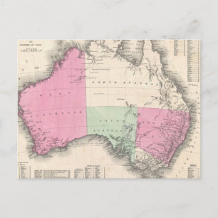 Postale Carte vintage de l'Australie (1862)