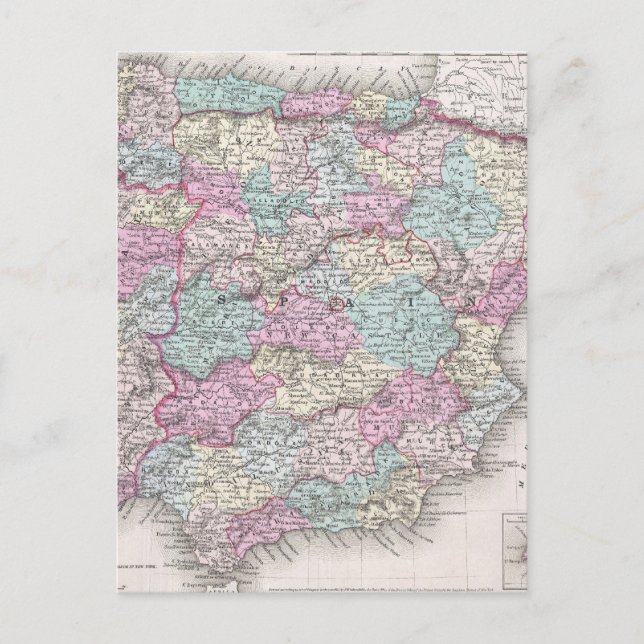 Postale Carte vintage de l'Espagne (1855) (Devant)