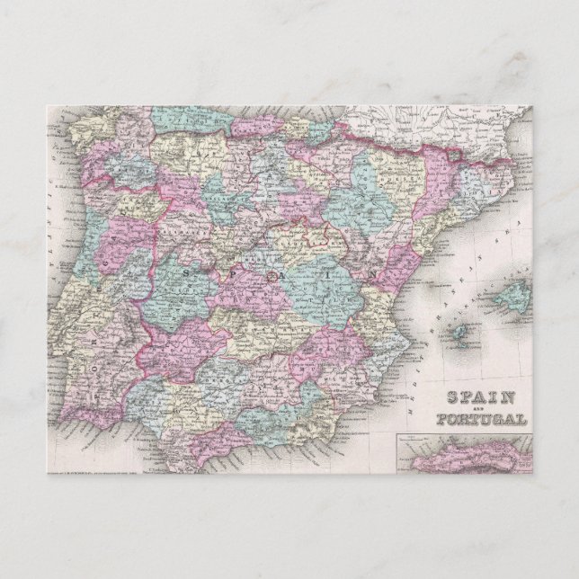Postale Carte vintage de l'Espagne (1855) (Devant)