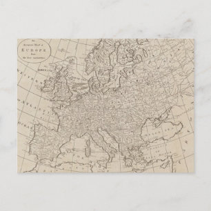 Postale Carte vintage de l'Europe (1800)