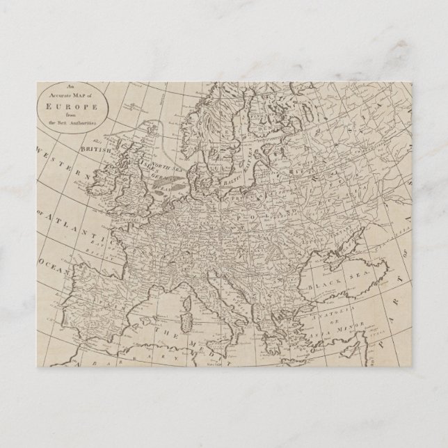 Postale Carte vintage de l'Europe (1800) (Devant)