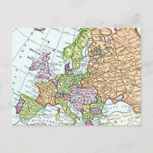 Postale Carte vintage de l'Europe colorés pastels