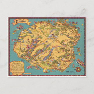 Postale Carte vintage de l'île de Kauai