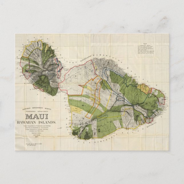 Postale Carte vintage de l'île de Maui (1906) (Devant)