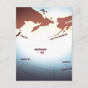 Postale Carte vintage de l'île de Midway style WW2