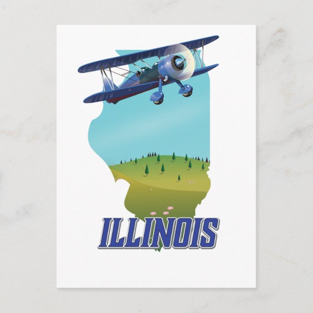 Postale Carte vintage de l'Illinois (Devant)