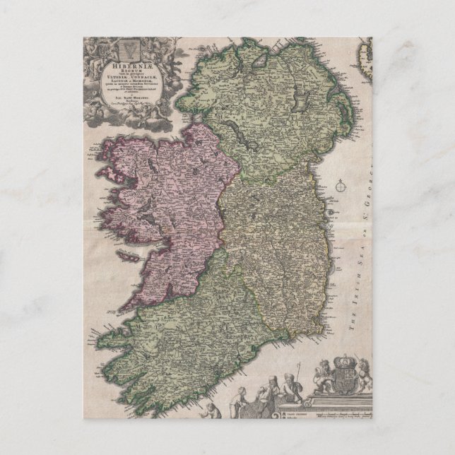 Postale Carte vintage de l'Irlande (1716) (Devant)