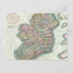 Postale Carte vintage de l'Irlande (1799)