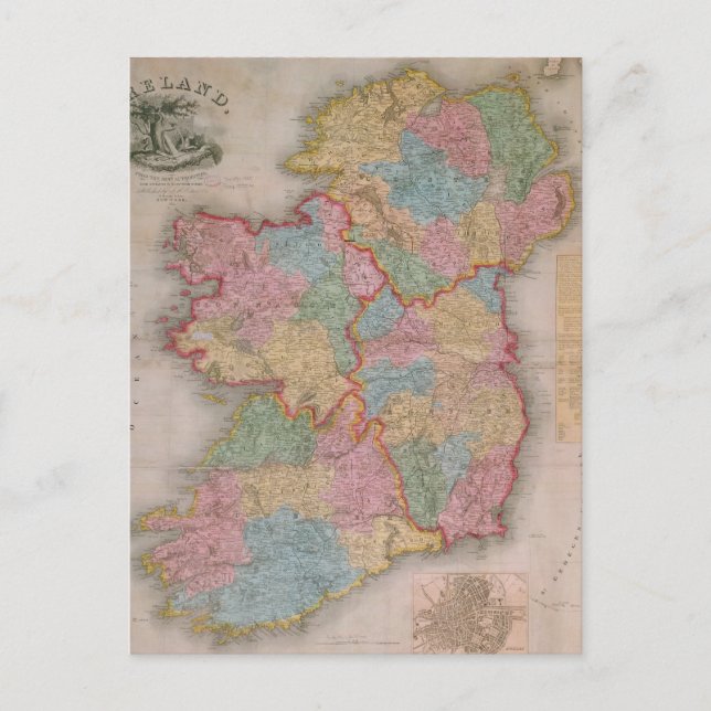 Postale Carte vintage de l'Irlande (1835) (Devant)