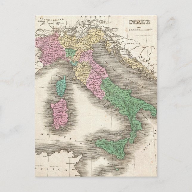 Postale Carte vintage de l'Italie (1827) (Devant)