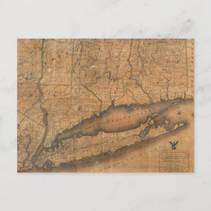 Postale Carte vintage de Long Island et du Connecticut (18