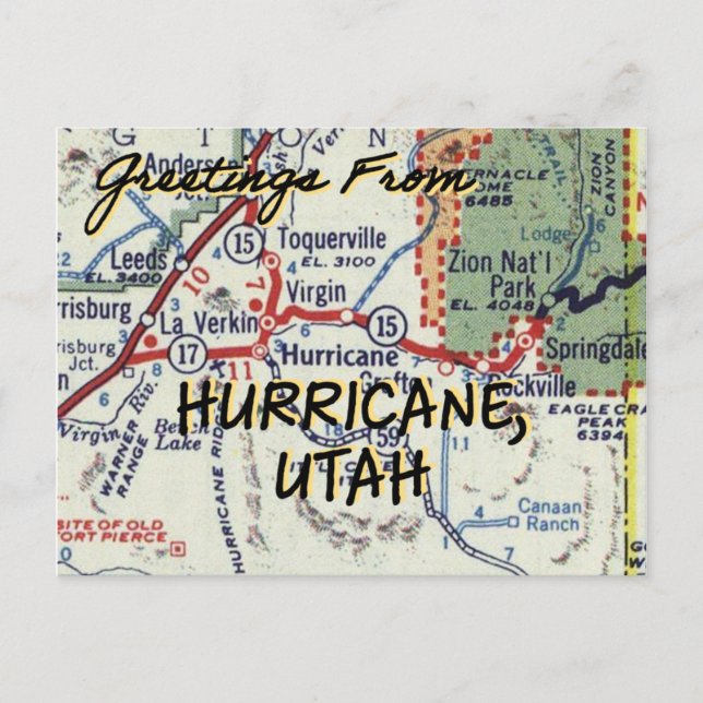Postale Carte Vintage de l'ouragan Utah (Devant)