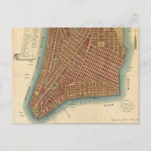 Postale Carte vintage de Lower New York City (1807)